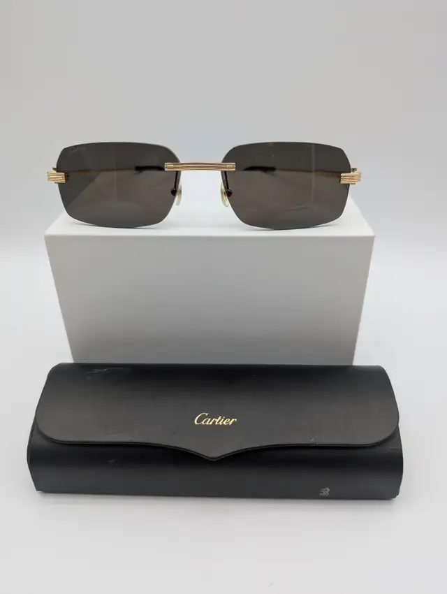 (B5569) Cartier Premiere de Cartier CT0271S 001 Gold Rimless...