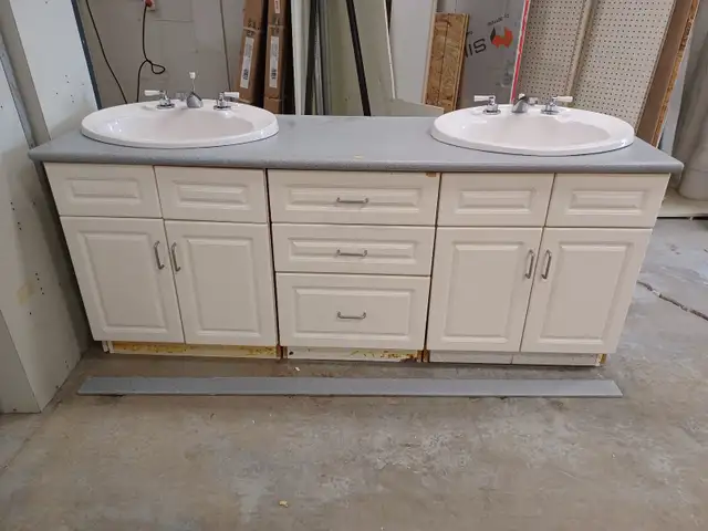 Double White Bathroom Vanity