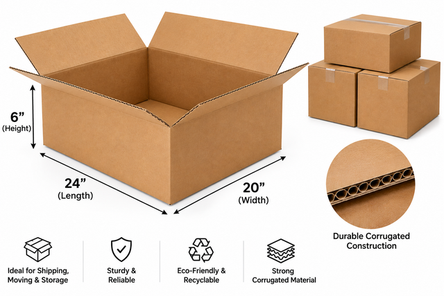 24x20x6 Cardboard Pack Mailing Shipping Corrugated Boxe-32 ECT