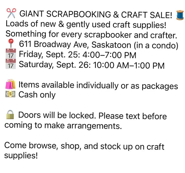 Scrapbooking & Craft  Sale - 611 University Drive