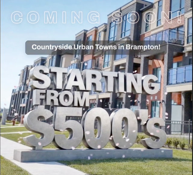 COMING SOON – BRAND NEW URBAN TOWNS IN BRAMPTON FROM $500's