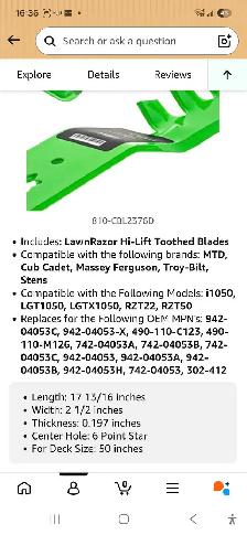 CubCadet RZT50 New Mower Blades - Photo 3