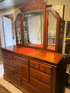 Solid dresser with two night stands