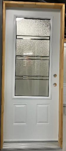 1452PSM Porte d’acier 34″G Blanche Verre plomb 23×49
