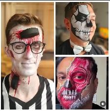Halloween Facepainting service, Face painting, glam skull paint