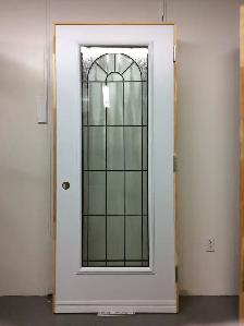 1195PA Porte d’acier 34″G Blanche Vitrail tige patiné 21×65 - Photo 2