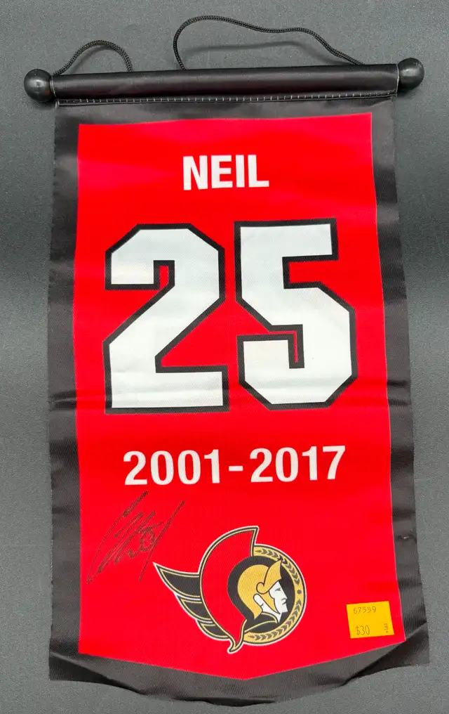 Signed NHL Ottawa Senators Chris Neil Retirement Banner