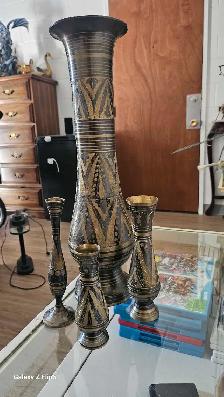 Lot de Vases en Brass/laiton vintage - Photo 2