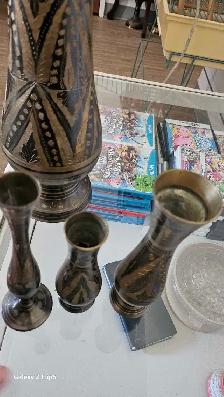 Lot de Vases en Brass/laiton vintage - Photo 3