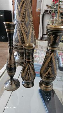 Lot de Vases en Brass/laiton vintage - Photo 4