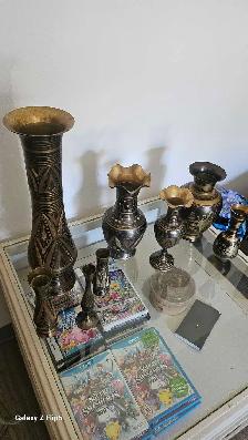 Lot de Vases en Brass/laiton vintage - Photo 2