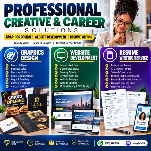 GRAPHICS DESIGN, WEBSITE DEVELOPMENT, RESUME WRITING SERVICE