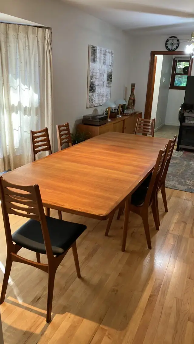 Mid century TEAK TECK Ensemble salle à manger TRÈS GRANDE table