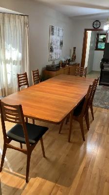 Mid century TEAK TECK Ensemble salle à manger TRÈS GRANDE table
