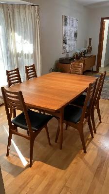Mid century TEAK TECK Ensemble salle à manger TRÈS GRANDE table - Photo 7