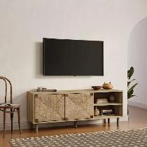 Brown Mid-Century Modern Rope TV Stand - Photo 2