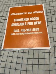 Furnished room for rent