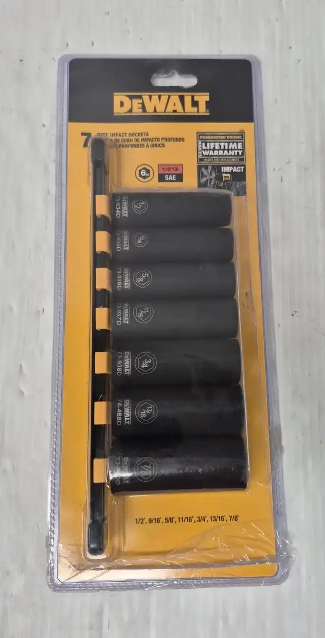 (N9751119) DeWalt DWMT744480SP 7 Piece SAE Deep Impact Socket...