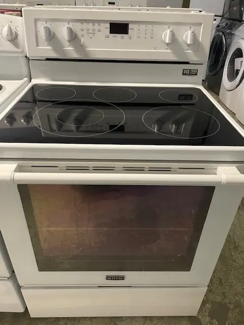 Cuisinière blanche vitrocéramique convection Maytag