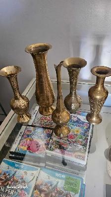 Lot de Vases en brass/laiton vintage - Photo 3