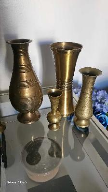 Lot de Vases en brass/laiton vintage - Photo 4
