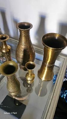 Lot de Vases en brass/laiton vintage - Photo 6