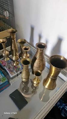 Lot de Vases en brass/laiton vintage - Photo 8