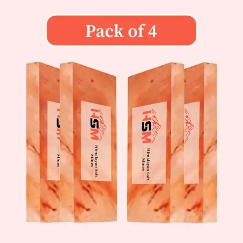 Pack of 4 Handcrafted Pink Salt Tiles 8 x 4 x 1 | HSM