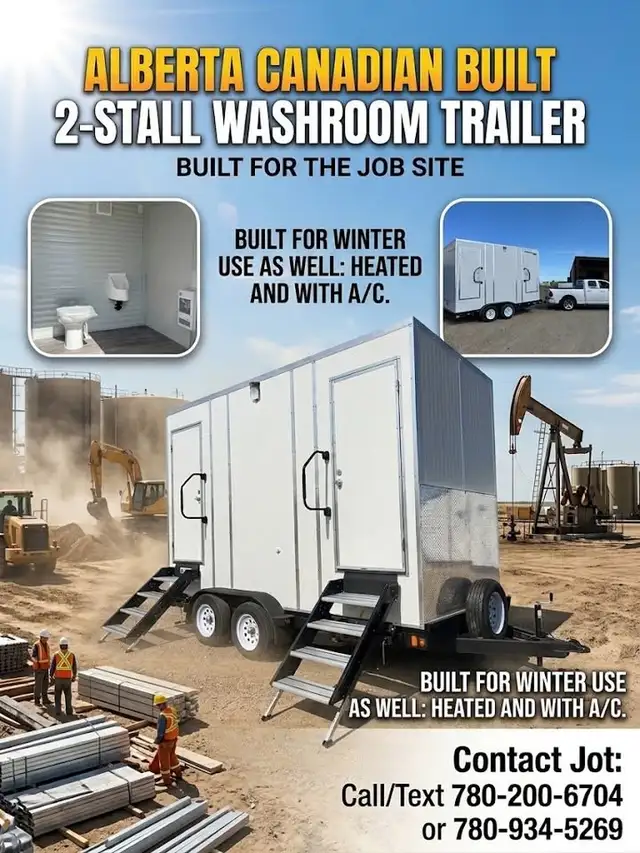 2-Stall Washroom Trailer – AB Built & All-Season Ready