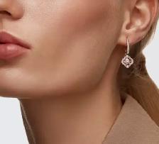 Swarvoski una drop earrings, clover, pink, 18k rose gold finish - Photo 2