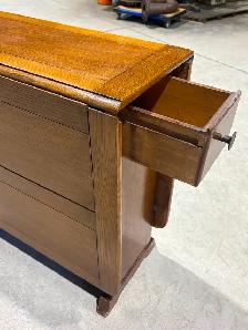 Antique Oak Wood Drop-Leaf Gate-Leg Table  (w Storage Drawers) - Photo 3