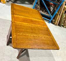 Antique Oak Wood Drop-Leaf Gate-Leg Table  (w Storage Drawers) - Photo 7