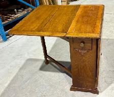 Antique Oak Wood Drop-Leaf Gate-Leg Table  (w Storage Drawers) - Photo 8