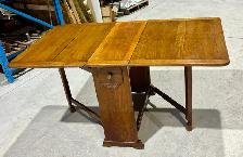 Antique Oak Wood Drop-Leaf Gate-Leg Table  (w Storage Drawers) - Photo 10