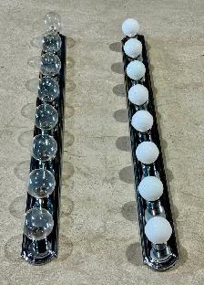 Chrome-Plated Vanity Light Fixtures (w Glass Globe Shades)