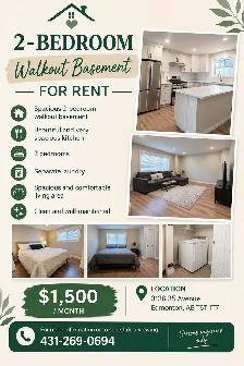 2- bedroom walkout basement