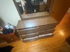 Free delivery used antique Wooden Dresser with Mirror - Photo 8