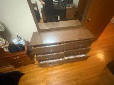 Free delivery used antique Wooden Dresser with Mirror - Photo 9
