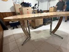 Free delivery used Oval dining table with marble-look finish - Photo 3