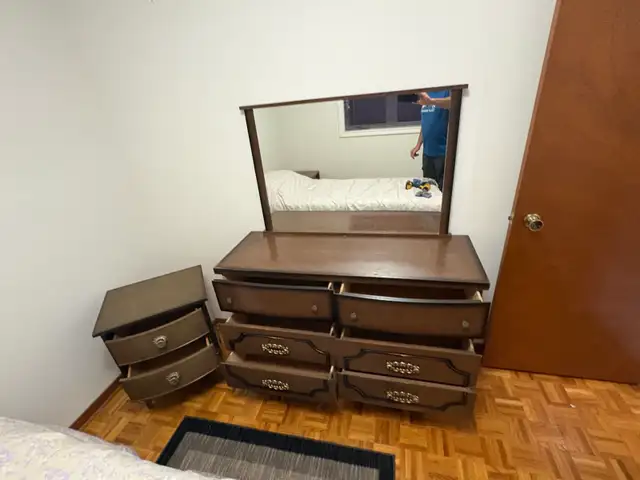 Free delivery used Vintage Dresser with Mirror and Nightstand