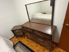Free delivery used Vintage Dresser with Mirror and Nightstand - Photo 6