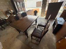 Free delivery antique solid oak dining table with 5 chairs - Photo 4