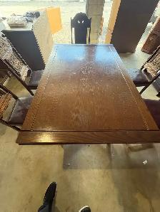 Free delivery antique solid oak dining table with 5 chairs - Photo 5