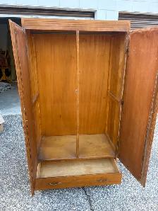 Free delivery used antique Wooden Armoire with Mirrored Doors - Photo 6