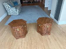 Free delivery used Set of 2 Hexagonal Wooden End Tables - Photo 2