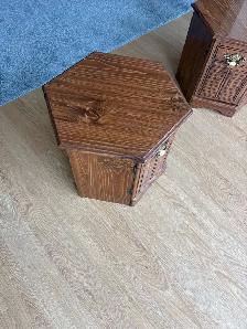 Free delivery used Set of 2 Hexagonal Wooden End Tables - Photo 4