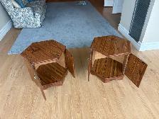 Free delivery used Set of 2 Hexagonal Wooden End Tables - Photo 6