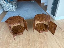 Free delivery used Set of 2 Hexagonal Wooden End Tables - Photo 7