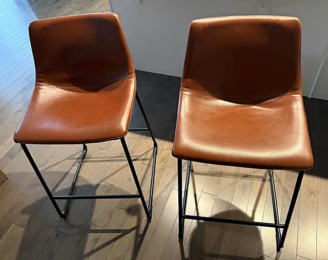 Two 'Hayden' Retro Faux Leather Bar Stools