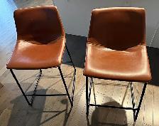Two 'Hayden' Retro Faux Leather Bar Stools